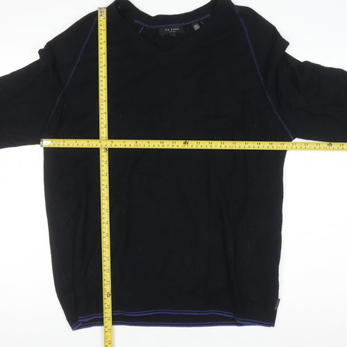 Ted Baker Men's Black Wool Blend V-Neck Pullover Jumper 4XL