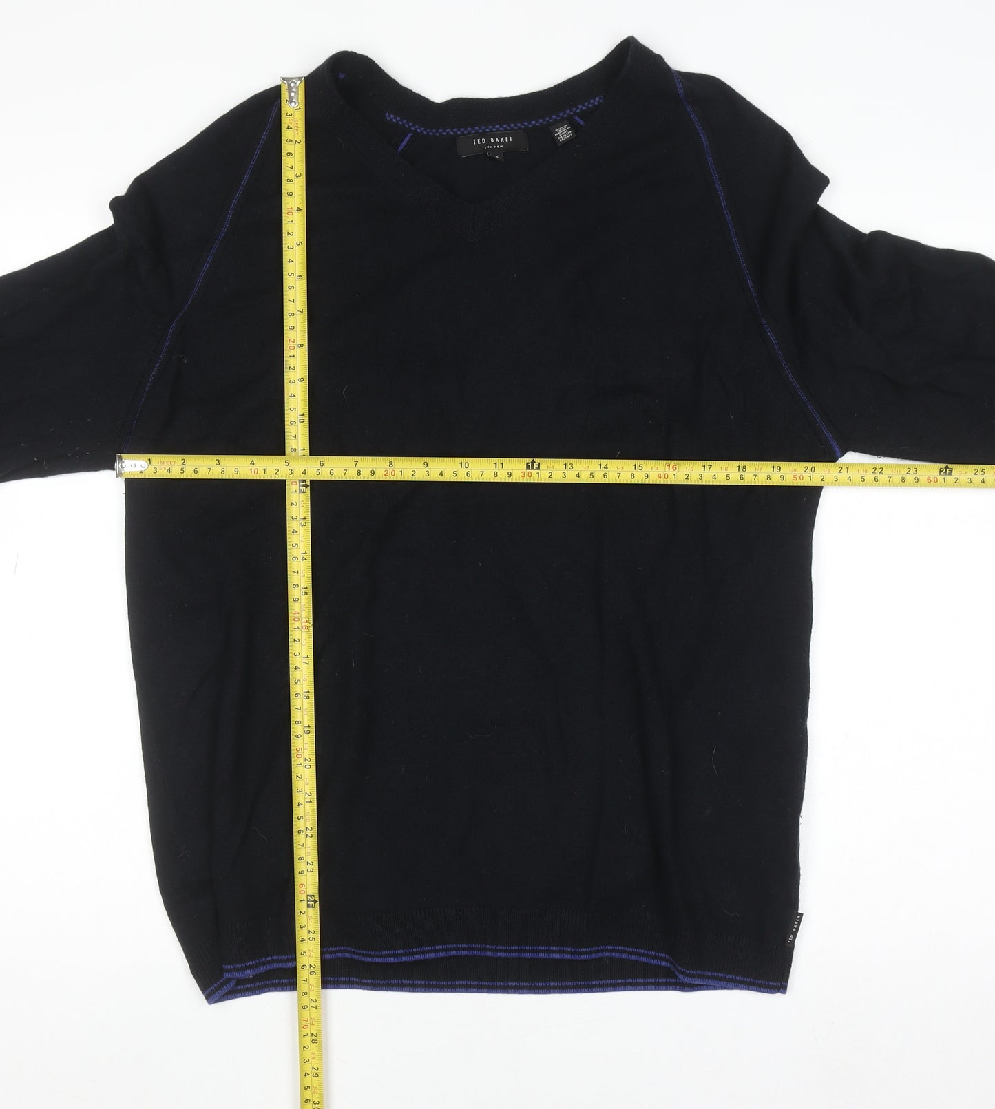 Ted Baker Men's Black Wool Blend V-Neck Pullover Jumper 4XL