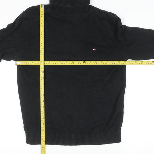 Tommy Hilfiger Men's Black Roll Neck Cotton Cashmere Jumper M