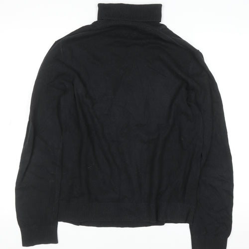 Tommy Hilfiger Men's Black Roll Neck Cotton Cashmere Jumper M