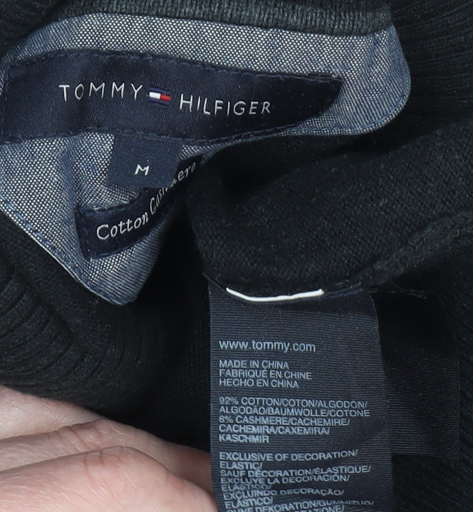Tommy Hilfiger Men's Black Roll Neck Cotton Cashmere Jumper M