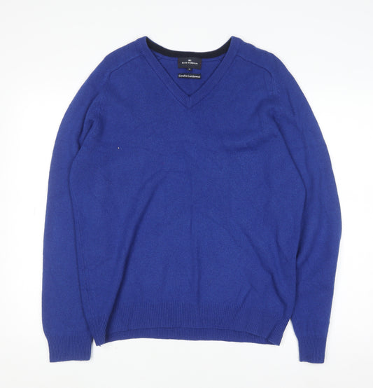 Marks and Spencer Blue Harbour Men's Blue V-Neck Lambswool Jumper M