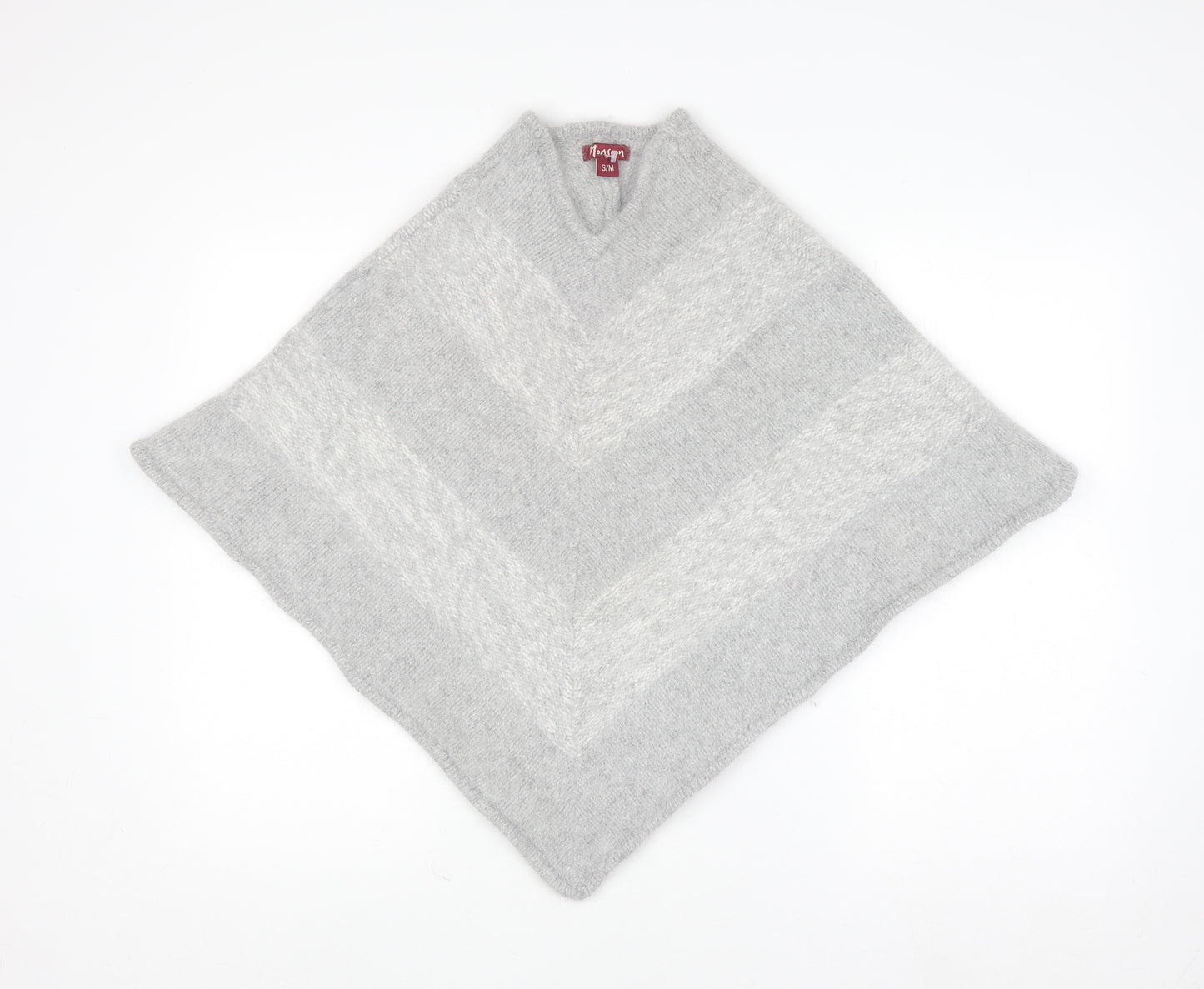 Monsoon Women Grey S Lambswool Angora Chunky Knit Cape Jumper