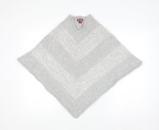 Monsoon Women Grey S Lambswool Angora Chunky Knit Cape Jumper