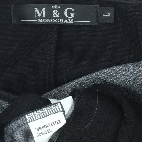 M&G Monogram Womens Grey Black Biker Jacket Size L Zip Style