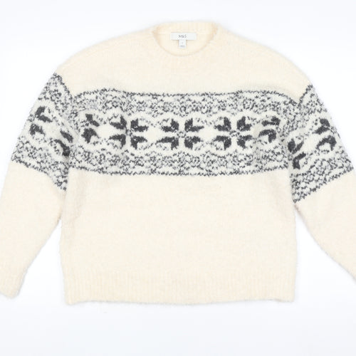 Marks and Spencer Women’s Ivory Fair Isle Knit Jumper Size S