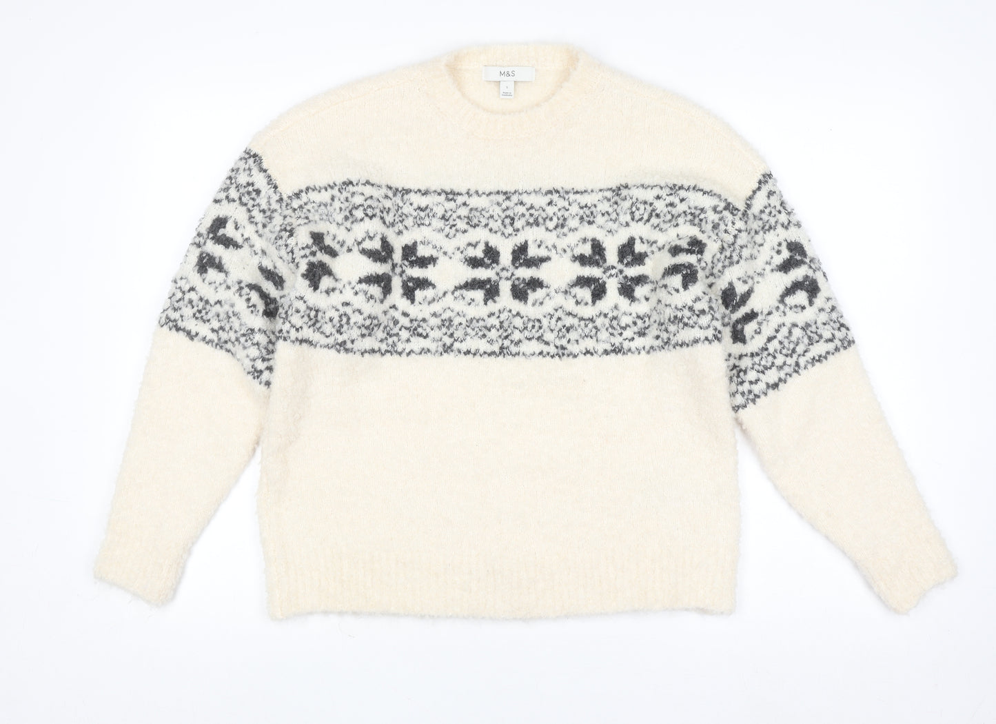 Marks and Spencer Women’s Ivory Fair Isle Knit Jumper Size S