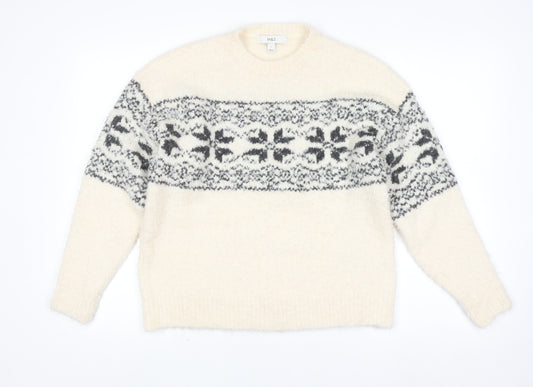 Marks and Spencer Women’s Ivory Fair Isle Knit Jumper Size S