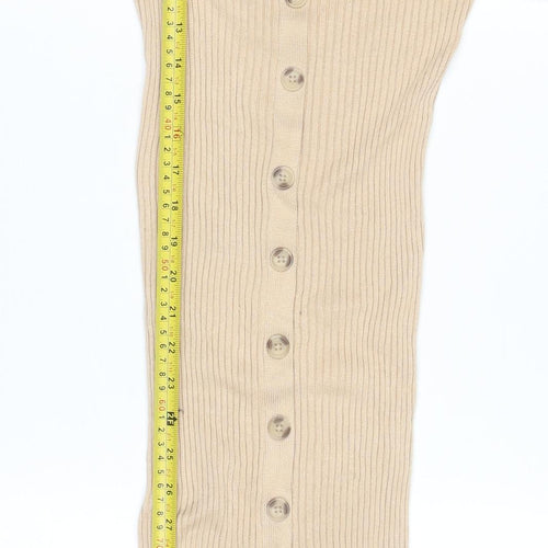 Brave Soul Women's Beige Rib Knit Collared Shirt Dress Size S