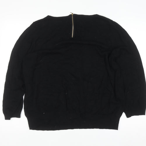 Monsoon Women's Black Christmas Jumper Size 20 Embroidered Pullover