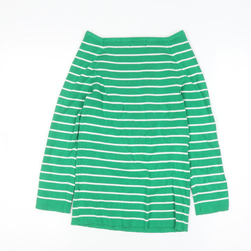 Apricot Women Green Striped Boat Neck Long Sleeve Pullover Jumper Size 12