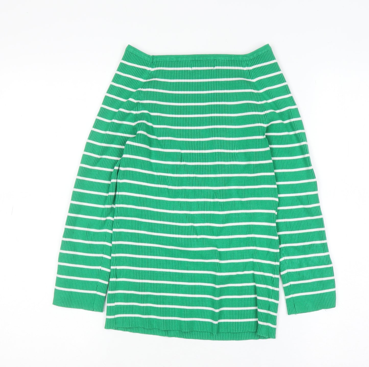 Apricot Women Green Striped Boat Neck Long Sleeve Pullover Jumper Size 12