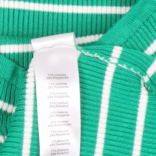 Apricot Women Green Striped Boat Neck Long Sleeve Pullover Jumper Size 12