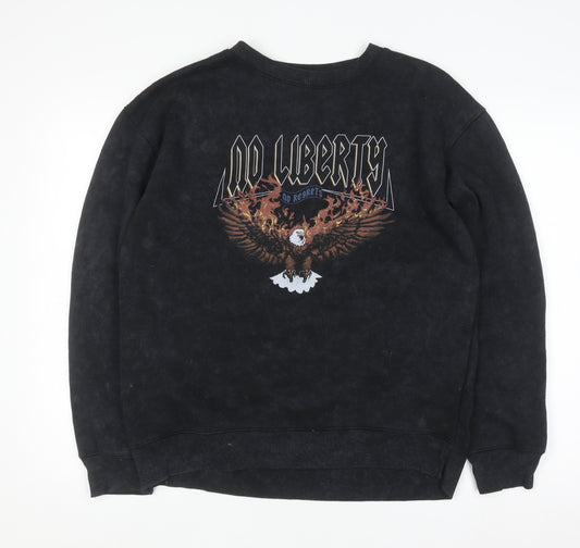 Pink Vanilla Black Eagle Graphic Pullover Sweatshirt L Unisex