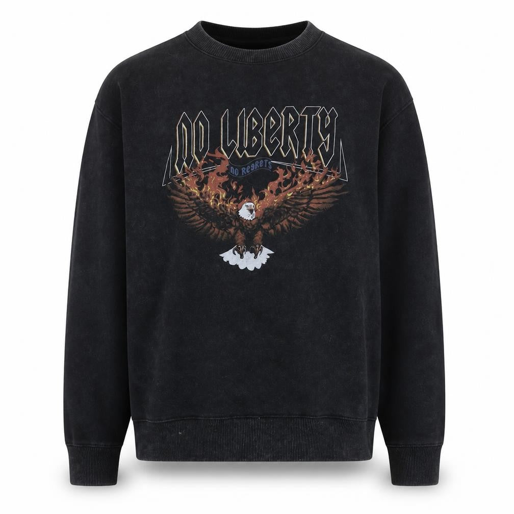 Front view of Pink Vanilla Black Eagle Graphic Pullover Sweatshirt L unisex