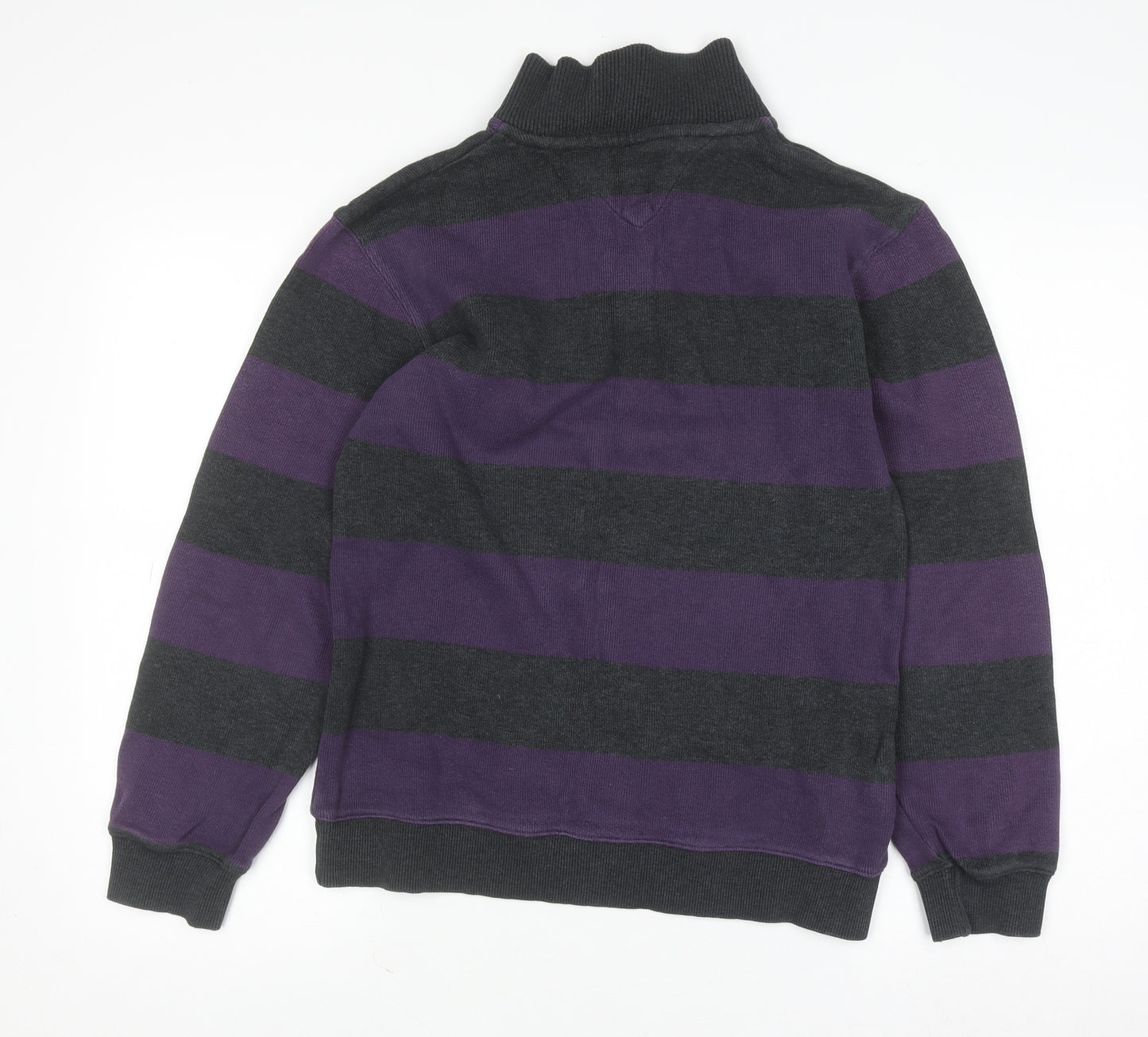 Hampton Men’s Purple Striped 1/4 Zip Cotton Jumper Size S