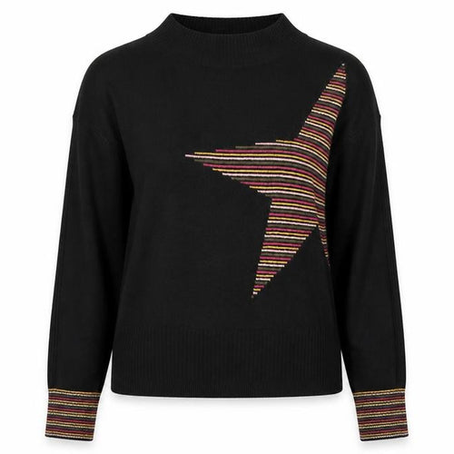 Next Women’s Black Star Mock Neck Jumper Size S Long Sleeve Knit