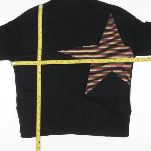 Next Women’s Black Star Mock Neck Jumper Size S Long Sleeve Knit