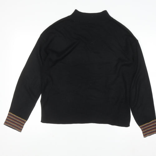 Next Women’s Black Star Mock Neck Jumper Size S Long Sleeve Knit