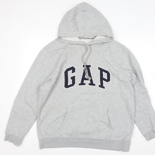 GAP Men's Grey XL Pullover Hoodie with Logo Graphic Print