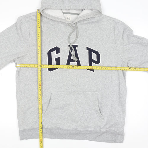 GAP Men's Grey XL Pullover Hoodie with Logo Graphic Print