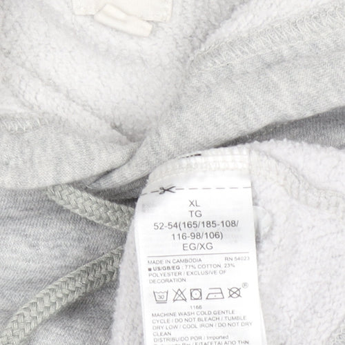 GAP Men's Grey XL Pullover Hoodie with Logo Graphic Print
