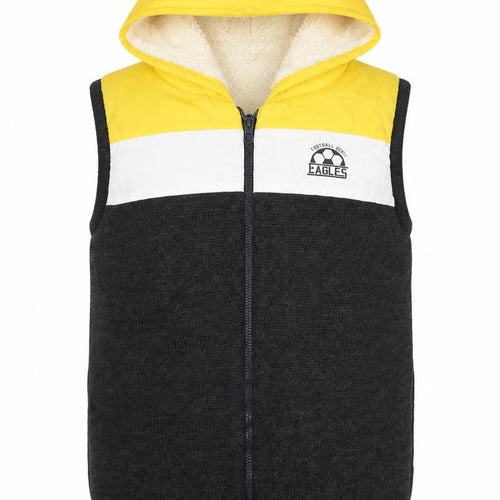 LC Waikiki Boys Yellow & Grey Hooded Bodywarmer Gilet 10-11 Years Lined Zip
