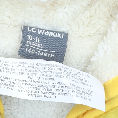 LC Waikiki Boys Yellow & Grey Hooded Bodywarmer Gilet 10-11 Years Lined Zip