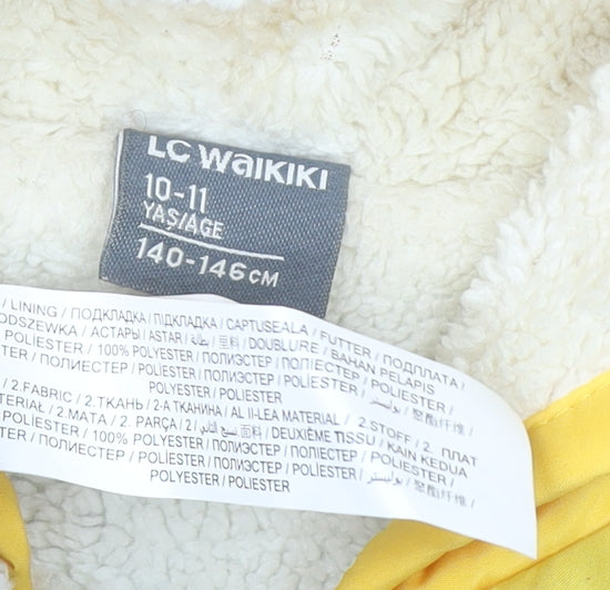LC Waikiki Boys Yellow & Grey Hooded Bodywarmer Gilet 10-11 Years Lined Zip
