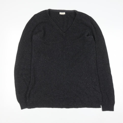 Fat Face Womens Black V-Neck Knit Jumper Size 10