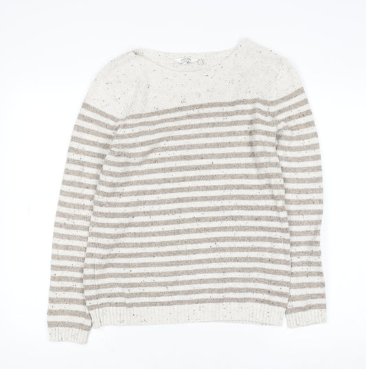 FatFace Women’s Beige Striped Cotton Knit Jumper Size 12