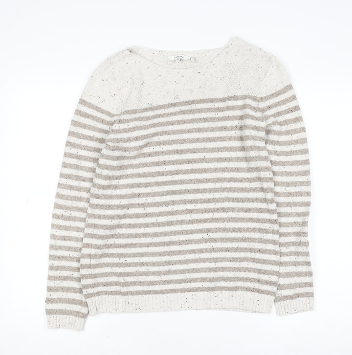 FatFace Women’s Beige Striped Cotton Knit Jumper Size 12
