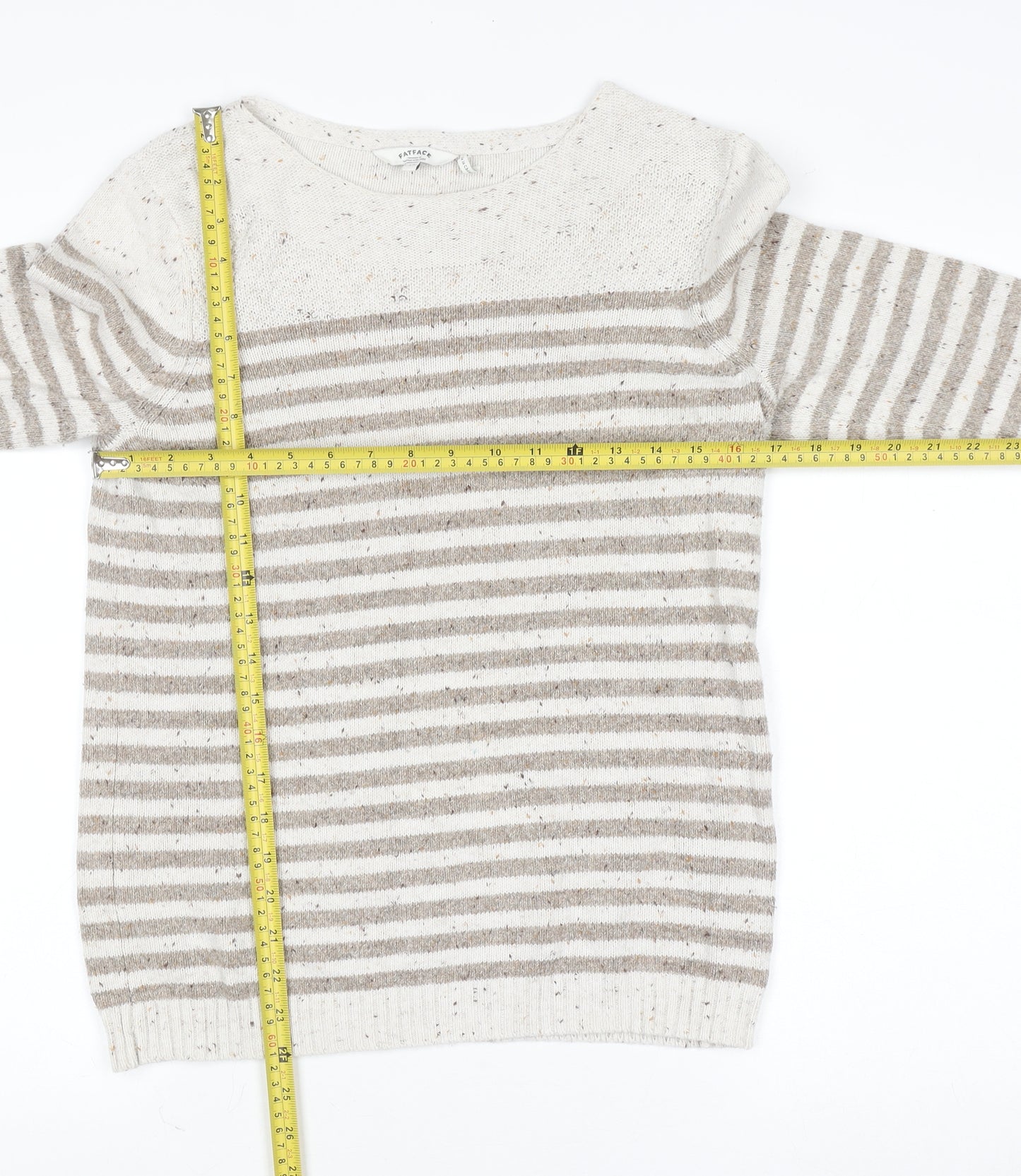 FatFace Women’s Beige Striped Cotton Knit Jumper Size 12