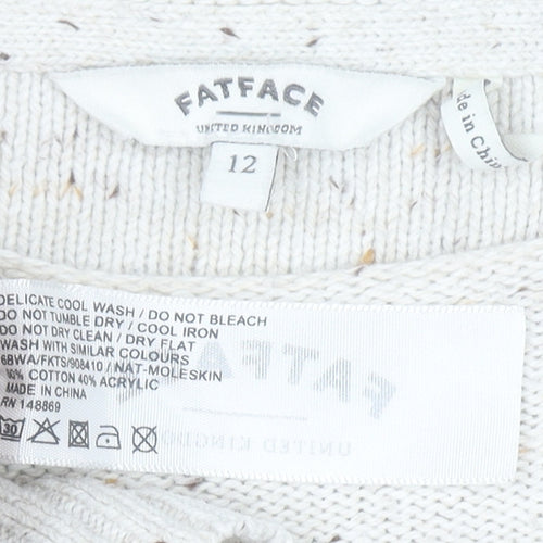 FatFace Women’s Beige Striped Cotton Knit Jumper Size 12