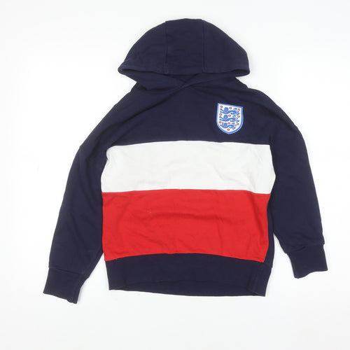 George Boys Navy Red England Hoodie 7-8 Years Pullover Cotton Blend