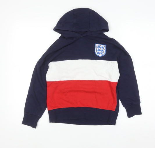 George Boys Navy Red England Hoodie 7-8 Years Pullover Cotton Blend