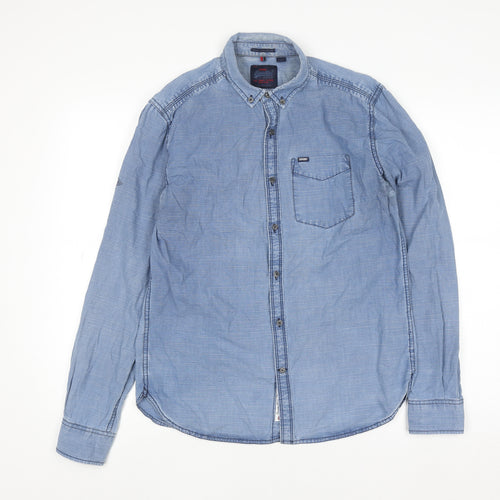 Superdry Men's Blue Regular Fit Long Sleeve Button-Down Oxford Shirt M