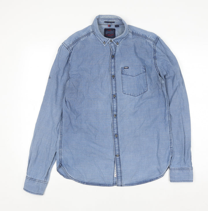 Superdry Men's Blue Regular Fit Long Sleeve Button-Down Oxford Shirt M