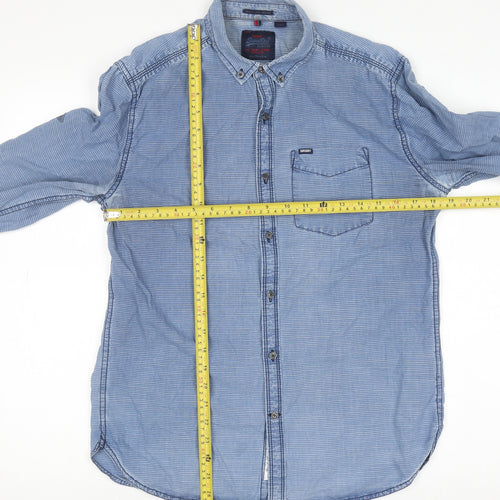 Superdry Men's Blue Regular Fit Long Sleeve Button-Down Oxford Shirt M