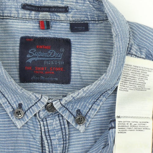 Superdry Men's Blue Regular Fit Long Sleeve Button-Down Oxford Shirt M