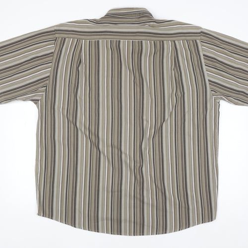 EWM Pure Classics Men's Brown Striped Short Sleeve XL Cotton Shirt