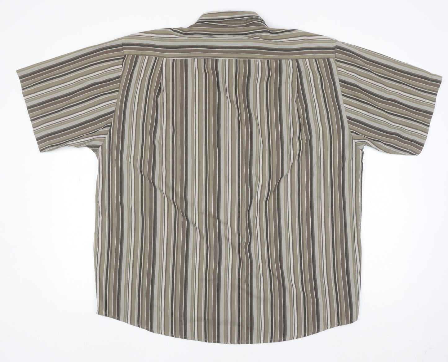 EWM Pure Classics Men's Brown Striped Short Sleeve XL Cotton Shirt