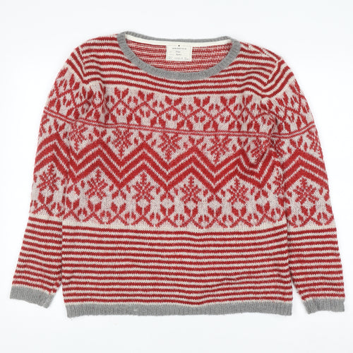 Springfield Womens Red Fair Isle Wool Blend Jumper Size 12