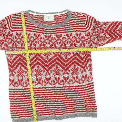 Springfield Womens Red Fair Isle Wool Blend Jumper Size 12