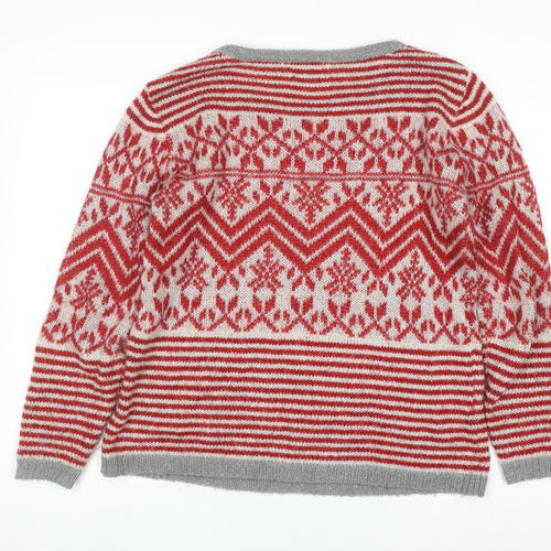 Springfield Womens Red Fair Isle Wool Blend Jumper Size 12