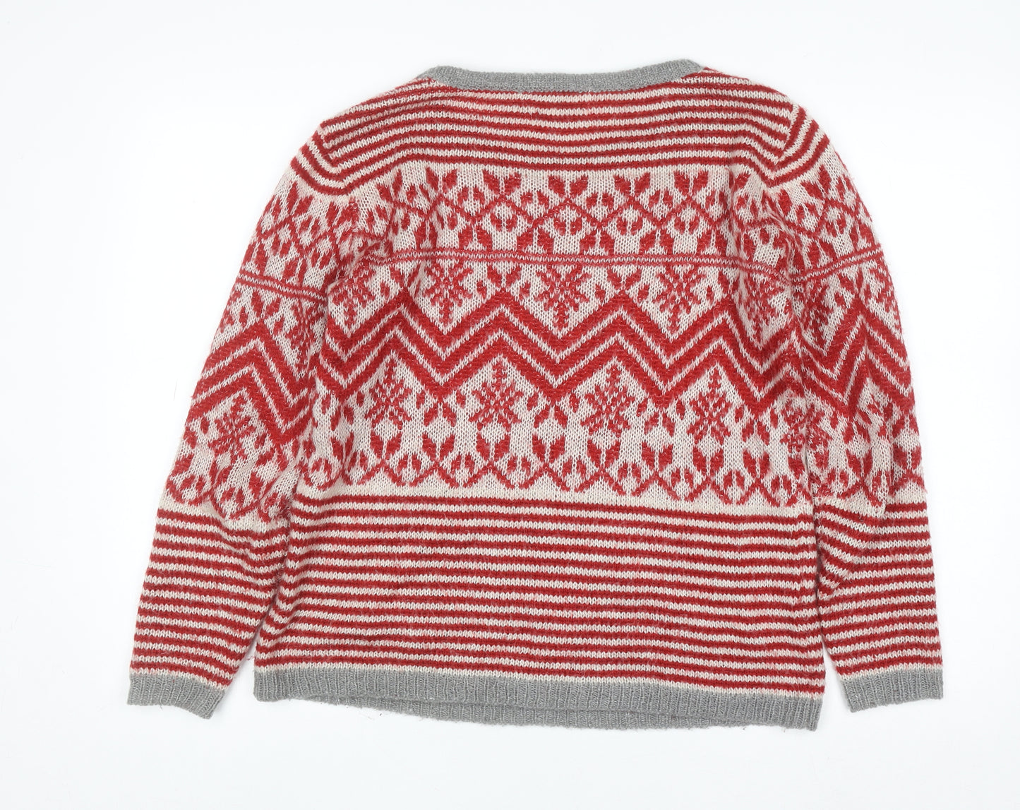 Springfield Womens Red Fair Isle Wool Blend Jumper Size 12
