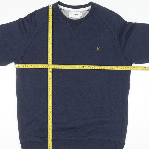 Farah Men's Blue M Crew Neck Cotton Blend Pullover Jumper
