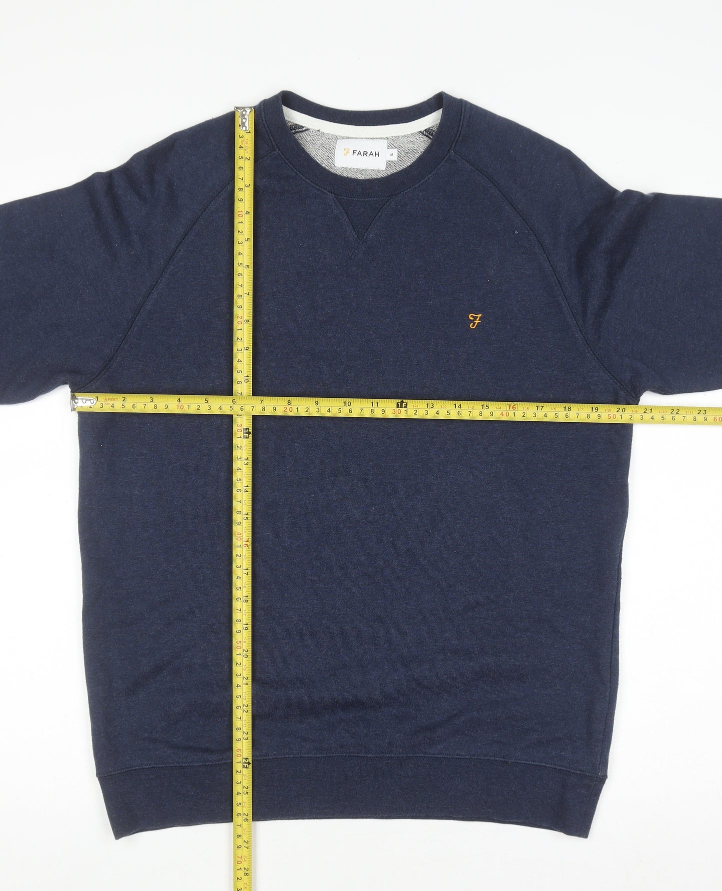 Farah Men's Blue M Crew Neck Cotton Blend Pullover Jumper