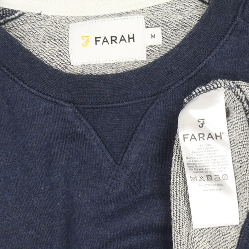 Farah Men's Blue M Crew Neck Cotton Blend Pullover Jumper