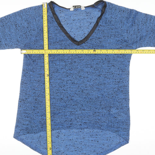 Miss Selfridge Women Blue V-Neck Long Sleeve Knit Pullover Jumper Size 10